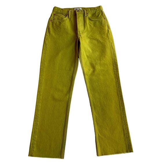 NWOT RE/DONE Estilo WASABI Color Denim Pants Jeans 100% Cotton 70s Stove Pipe 26 - Picture 1 of 10